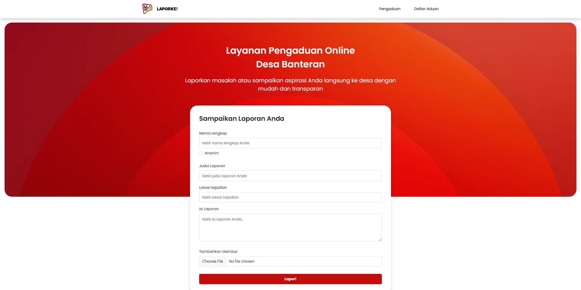 Layanan Pengaduan Online Desa Banteran